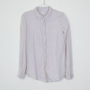 Sigrid Olsen Womens Button Down Linen Shirt Size M Roll Tab‎ Sleeve Beige Beachy